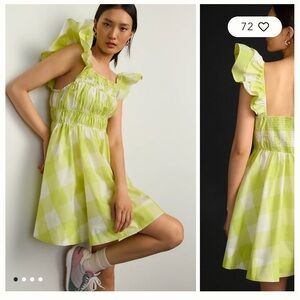 Sold out Anthropologie Maeve Square Neck Dress in Green Size Small Petite